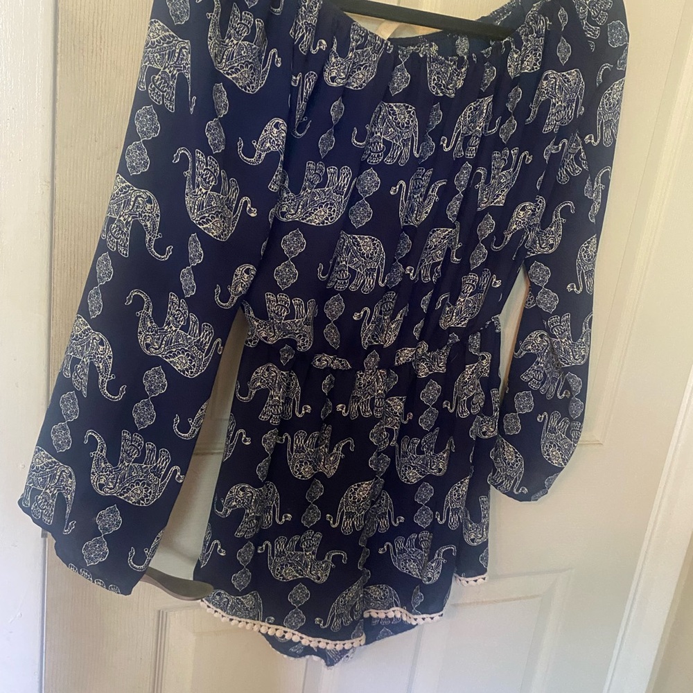 Navy Elephant Print blouse